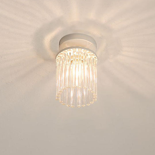 Modern Crystal Rod Ceiling Light Fixture - White Petal Flush Mount with 1/3/5 Lights