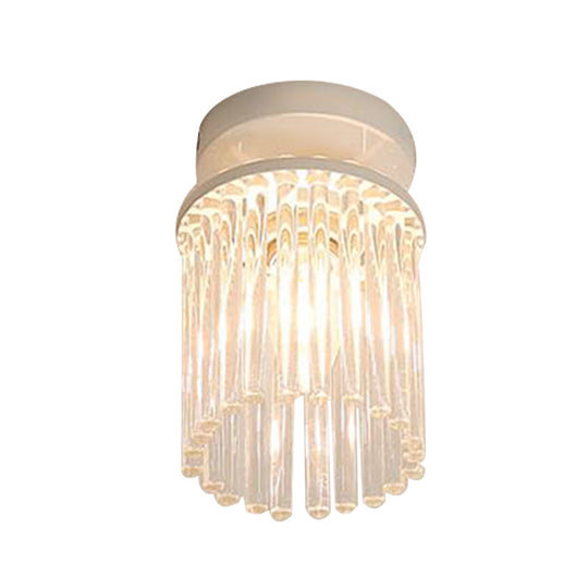 Modern Crystal Rod Ceiling Light Fixture - White Petal Flush Mount with 1/3/5 Lights