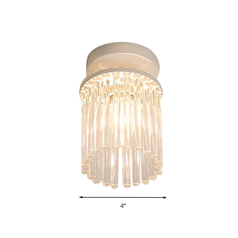 Modern Crystal Rod Ceiling Light Fixture - White Petal Flush Mount with 1/3/5 Lights