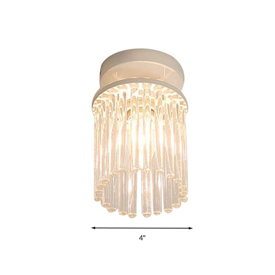 Modern Crystal Rod Ceiling Light Fixture - White Petal Flush Mount With 1/3/5 Lights