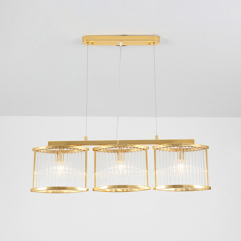 Crystal Rod Island Light - Postmodern Gold Oval Pendant For Dining Room