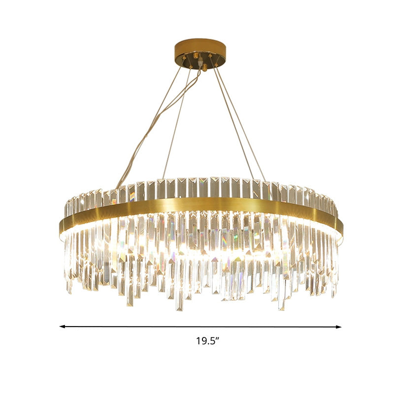 Modern Gold Led Hanging Ceiling Light With Crystal Rod Chandelier - 16/19.5 Wide