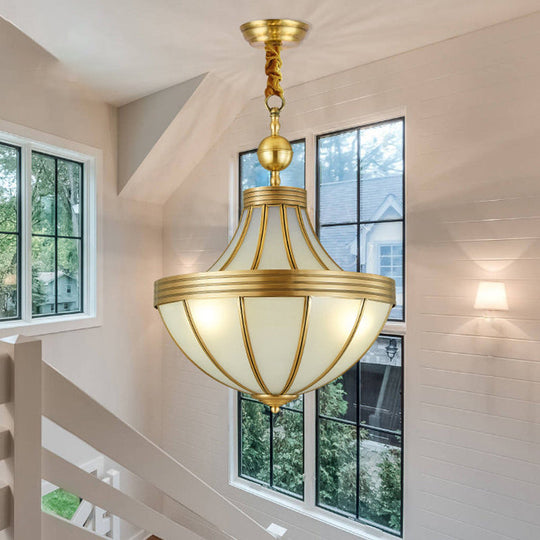 Gold Teardrop Chandelier Pendant Light With Sandblasted Glass - 3 Lights For Dining Room