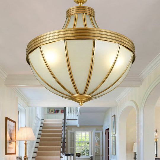 Gold Teardrop Chandelier Pendant Light With Sandblasted Glass - 3 Lights For Dining Room