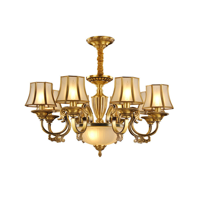 Gold Frosted Glass Bell Chandelier - 6/8 Heads Ceiling Pendant Light For Living Room