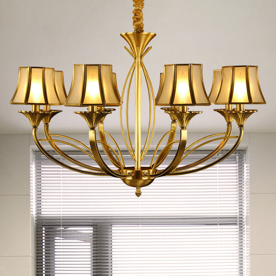 Gold Flared Chandelier With Frosted White Glass Shades - 5/6/8 Heads Pendant Light For Living Room 8