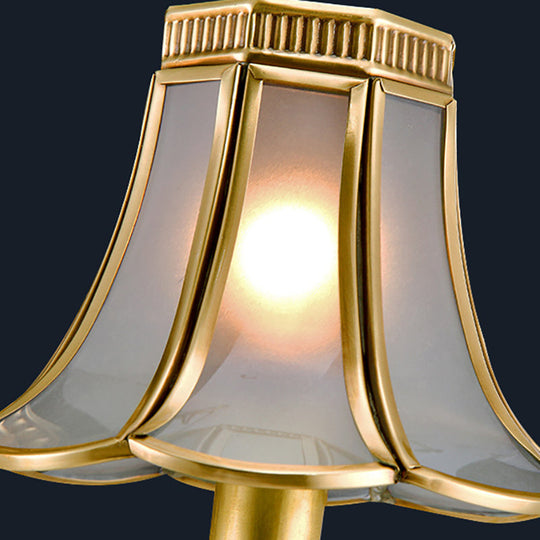 Gold Frosted Glass Pendant Chandelier With Scalloped Design And Colonial Styling - 3/5/6 Bulbs