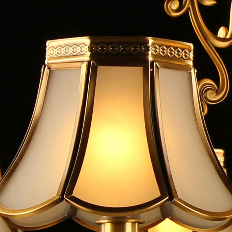 Scalloped Hanging Chandelier With Frosted Glass Down Lighting Pendant Colonial Style. Available In