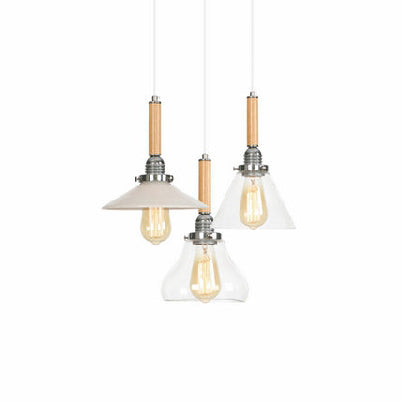 Chrome Pendant Light Fixture - Modern Cone/Flared/Gourd Shape - 1 Light Clear Glass Hanging Light