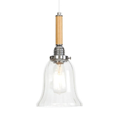 Chrome Pendant Light Fixture - Modern Cone/Flared/Gourd Shape - 1 Light Clear Glass Hanging Light