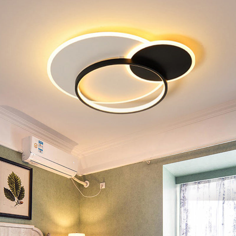 18 21.5 Overlapping Acrylic Flush Mount Led Ceiling Light Simple Black White Warm Remote Control