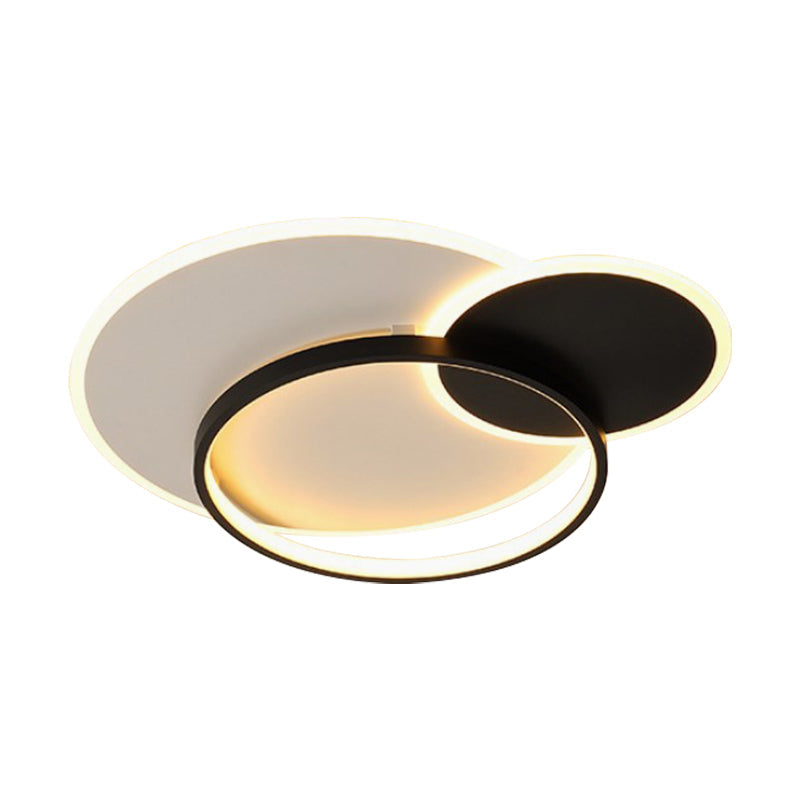 18 21.5 Overlapping Acrylic Flush Mount Led Ceiling Light Simple Black White Warm Remote Control