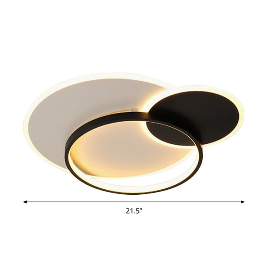 18" 21.5" Overlapping Acrylic Flush Mount LED Ceiling Light, Simple Black White, Warm White Remote Control Dimming