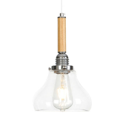 Modern Cone/Flared/Gourd Pendant Light In Chrome - 1 Clear Glass Fixture / Gourd