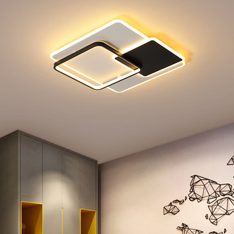 Acrylic Square LED Ceiling Light - Contemporary Black and White, Warm/White