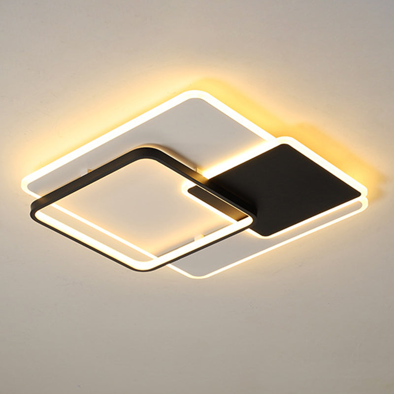 Acrylic Square LED Ceiling Light - Contemporary Black and White, Warm/White