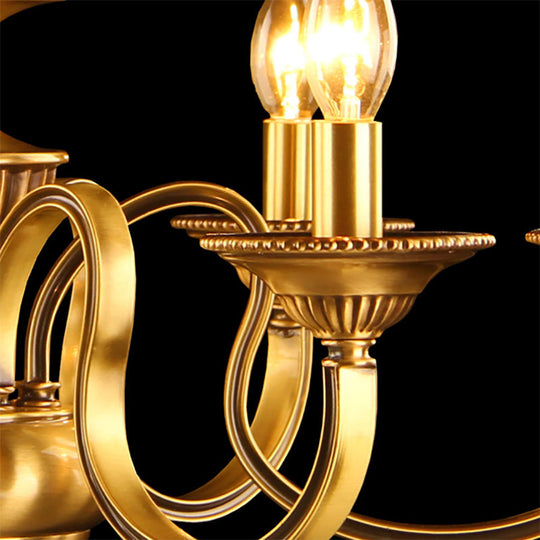 Flared Chandelier Lighting - 3/5/6 Lights Colonial Gold Finish Frosted Glass Hanging Ceiling Lamp