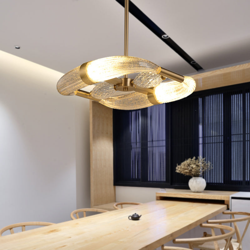 Gold Crystal Chandelier: Postmodern Led Hanging Light For Living Room