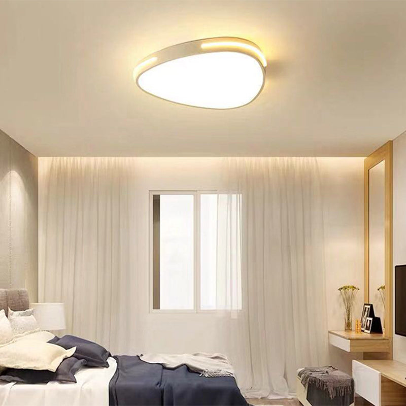 White Triangle Flush Mount Led Ceiling Light In Simple Style Available 16/19.5/23.5 Widths