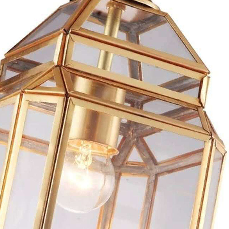 Colonial Single Bulb Lantern Pendant Light Clear Glass Suspension Lamp For Dining Room