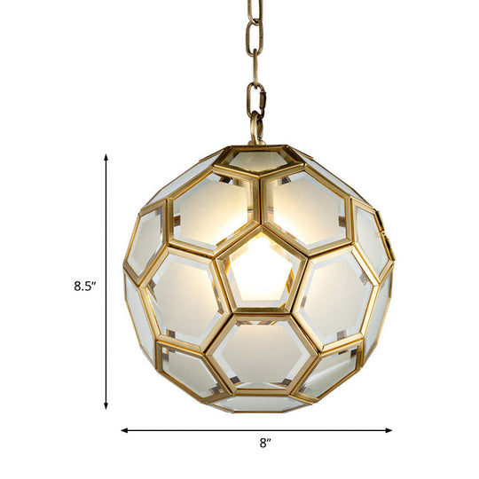 Colonial White Glass Ball Pendant Ceiling Lamp For Bedroom