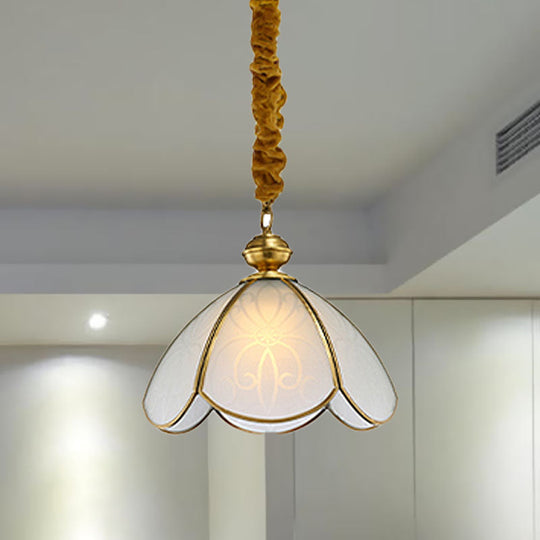 Colonial Flower Glass Pendant Light For Hallway