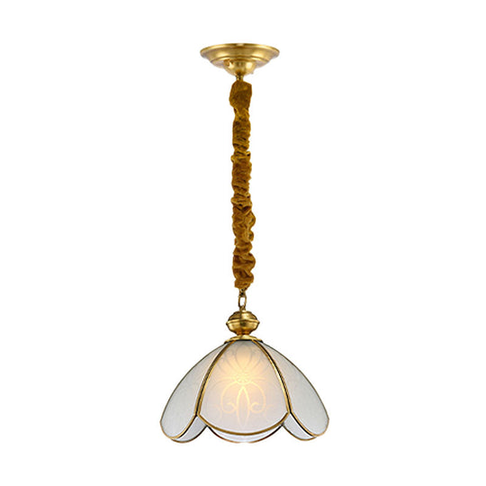 Colonial Flower Glass Pendant Light For Hallway