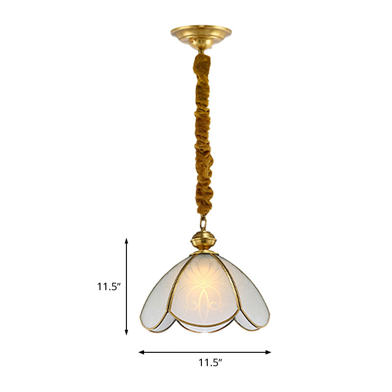 Colonial Flower Glass Pendant Light For Hallway