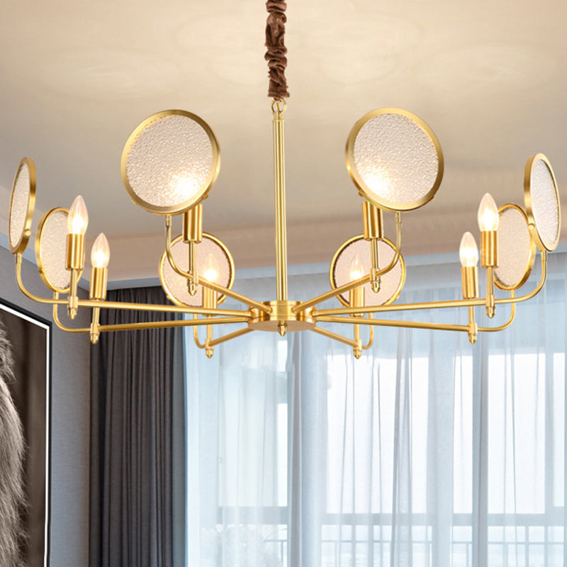 Seeded Glass Gold Chandelier - Colonial Down Lighting Pendant 6/8 Lights Ideal For Living Room