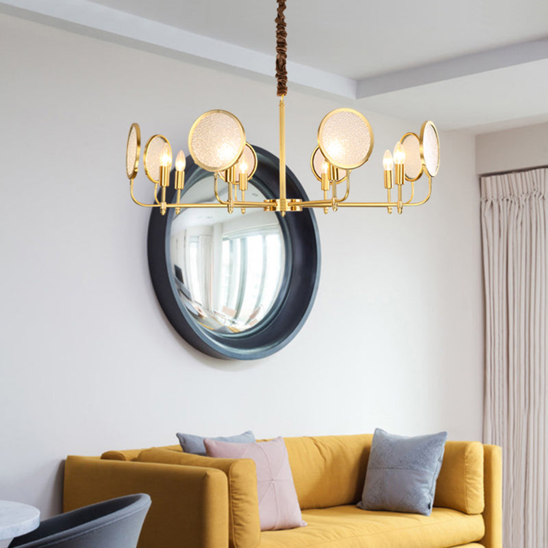 Seeded Glass Gold Chandelier - Colonial Down Lighting Pendant 6/8 Lights Ideal For Living Room