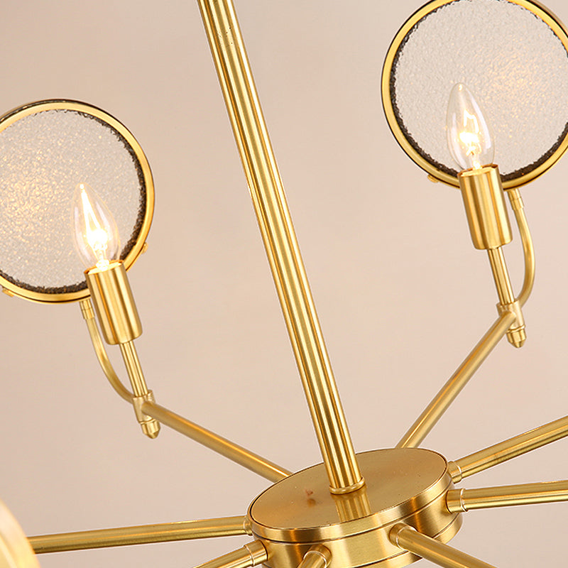 Seeded Glass Gold Chandelier - Colonial Down Lighting Pendant 6/8 Lights Ideal For Living Room