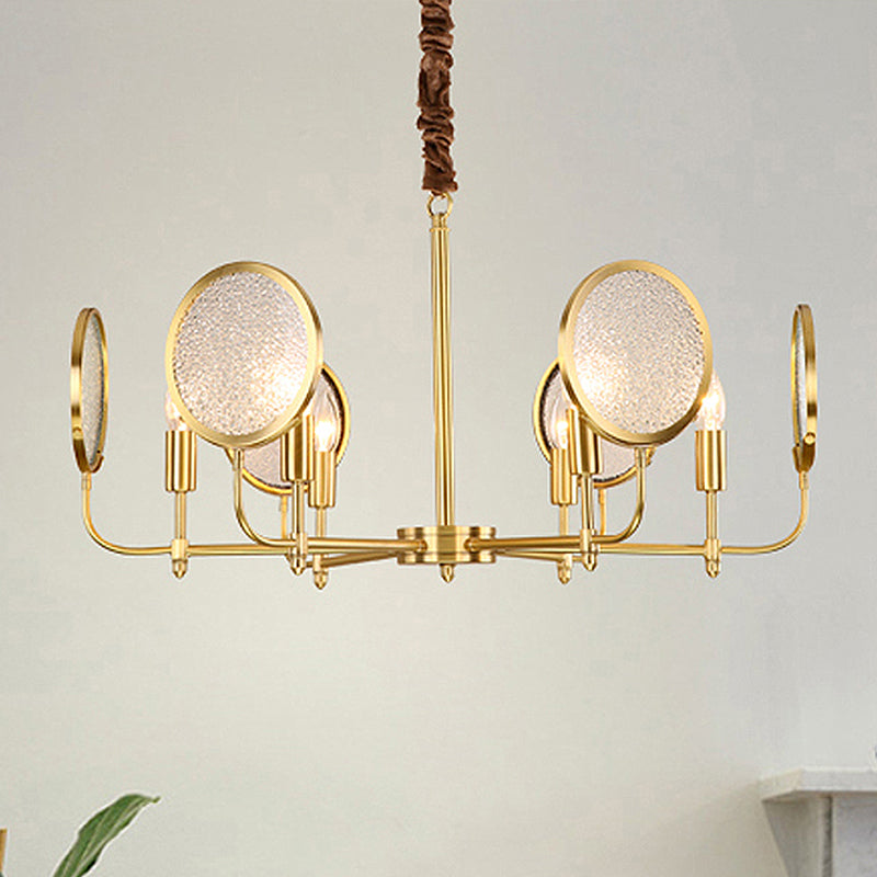 Seeded Glass Gold Chandelier - Colonial Down Lighting Pendant 6/8 Lights Ideal For Living Room 6 /