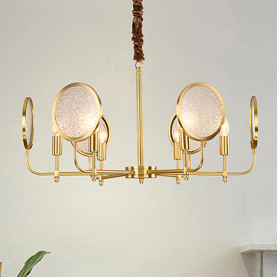 Seeded Glass Gold Chandelier - Colonial Down Lighting Pendant 6/8 Lights Ideal For Living Room 6 /