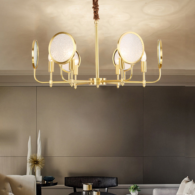 Seeded Glass Gold Chandelier - Colonial Down Lighting Pendant 6/8 Lights Ideal For Living Room