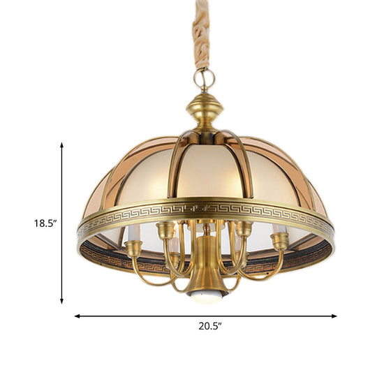 Colonial Brass Chandelier: 7-Bulb Hanging Lamp For Kitchen - 16.5/20.5 Wide