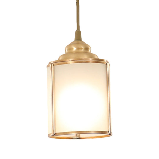 Classic Cylinder White Glass Pendant Light - 1 Dining Room Hanging Lamp Kit 5/5.5/6 Wide