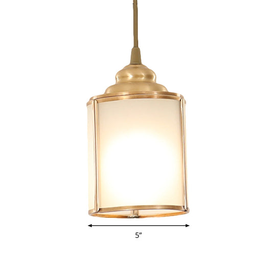 Classic Cylinder White Glass Pendant Light - 1 Dining Room Hanging Lamp Kit 5/5.5/6 Wide