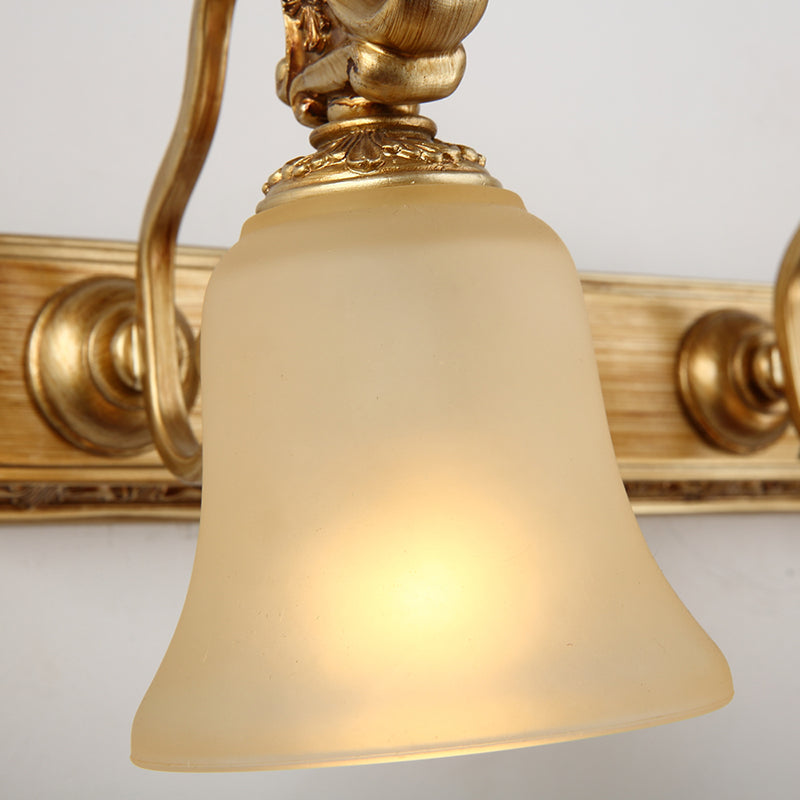 Frosted Glass Bell Wall Mount Lamp - Traditional Bathroom Vanity Lighting Fixture In Brass