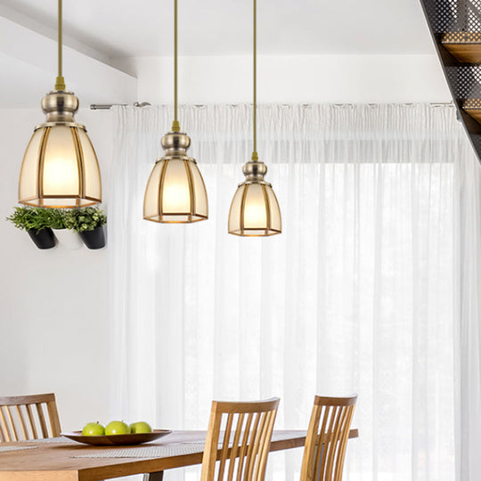 Opal Glass Gold Hanging Pendant Lamp - Elegant Traditional Flare Design For Dining Room