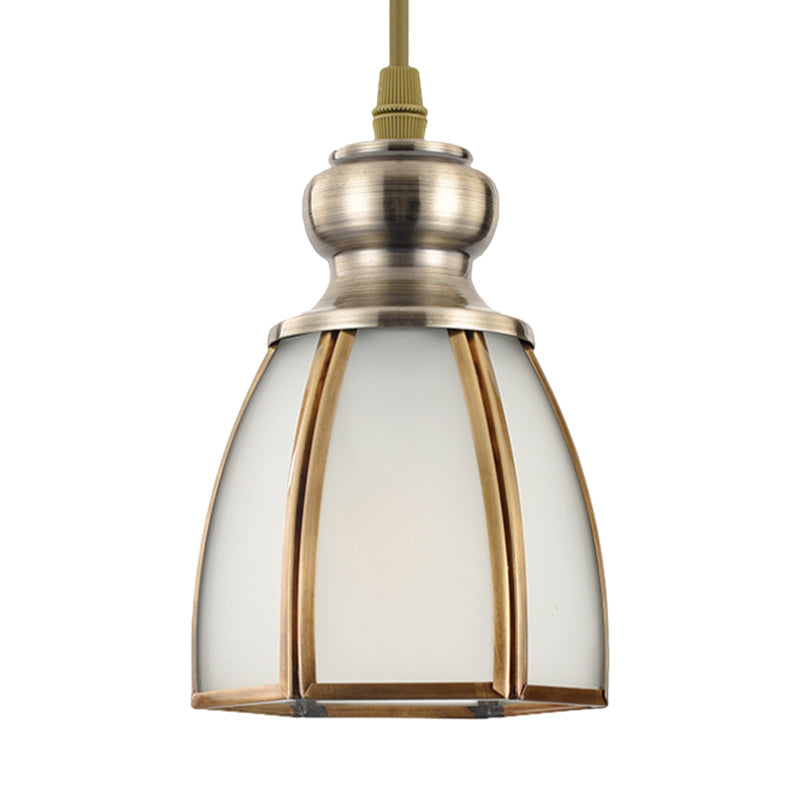 Opal Glass Gold Hanging Pendant Lamp - Elegant Traditional Flare Design For Dining Room