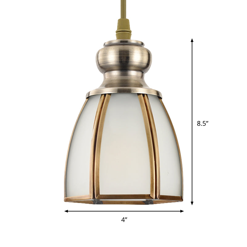 Opal Glass Gold Hanging Pendant Lamp - Elegant Traditional Flare Design For Dining Room