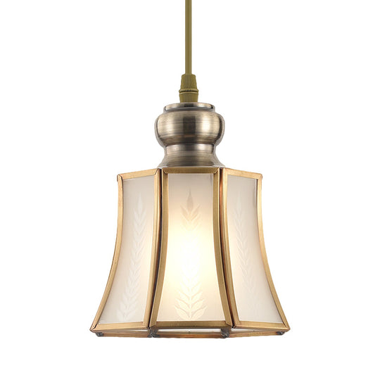 Opal Glass Gold Hanging Pendant Lamp - Elegant Traditional Flare Design For Dining Room