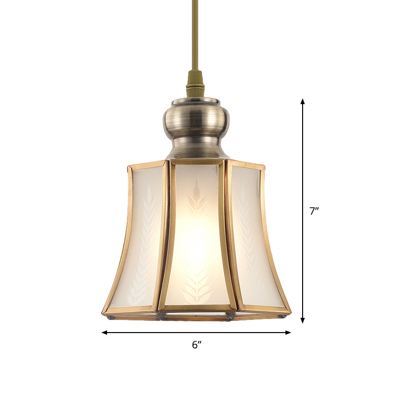 Opal Glass Gold Hanging Pendant Lamp - Elegant Traditional Flare Design For Dining Room