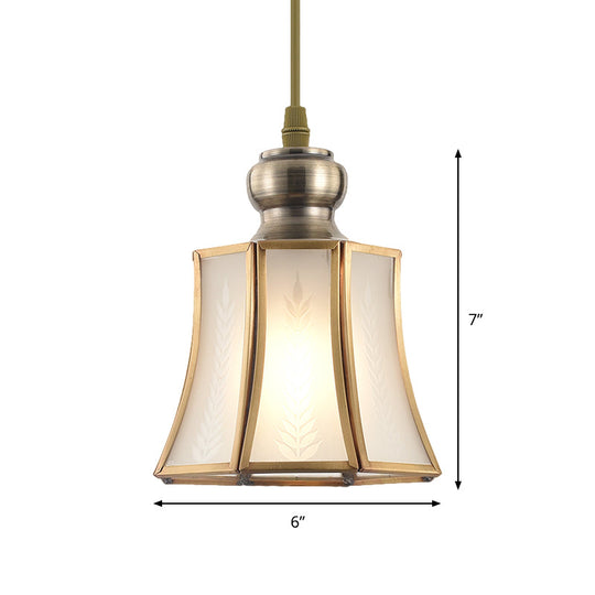 Opal Glass Gold Hanging Pendant Lamp - Elegant Traditional Flare Design For Dining Room