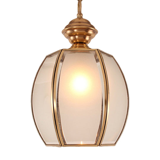 Traditional Hanging Pendant Lamp - White Glass Lantern With Restaurant Suspension