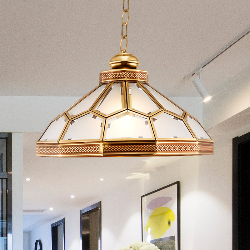 Traditional Bowl Pendant Light - Frosted White Glass In Gold Perfect For Living Room