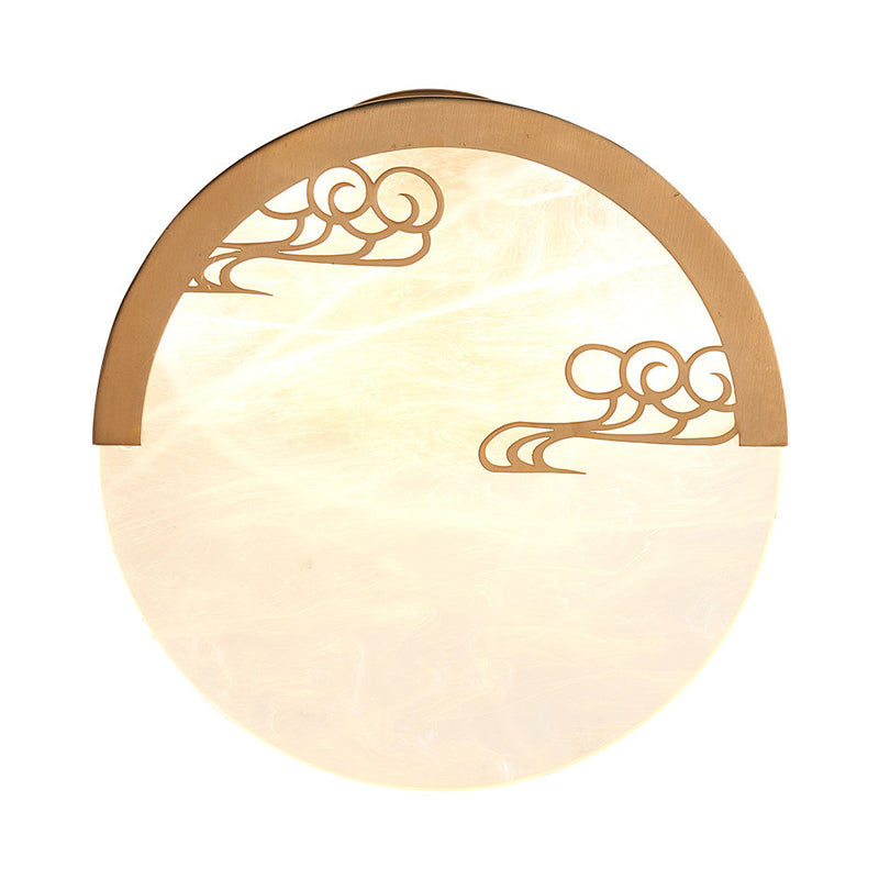 Round Wall Mounted Sconce For Dining Room - Traditional White Acrylic With 1 Light (8/9 H)