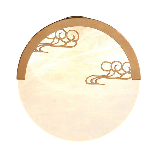 Round Wall Mounted Sconce For Dining Room - Traditional White Acrylic With 1 Light (8/9 H)