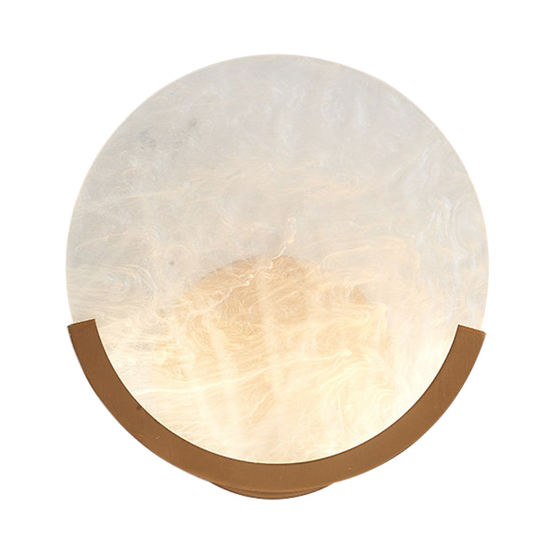 Round Wall Mounted Sconce For Dining Room - Traditional White Acrylic With 1 Light (8/9 H)