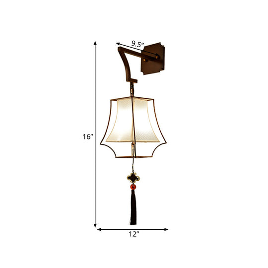 White Metal Empire Shade Wall Sconce With 1 Classic Light For Hallways